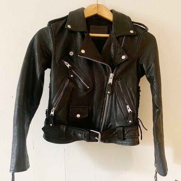 AllSaints Sarana Leather Biker Jacket, Black, Size 0 - Picture 4 of 7